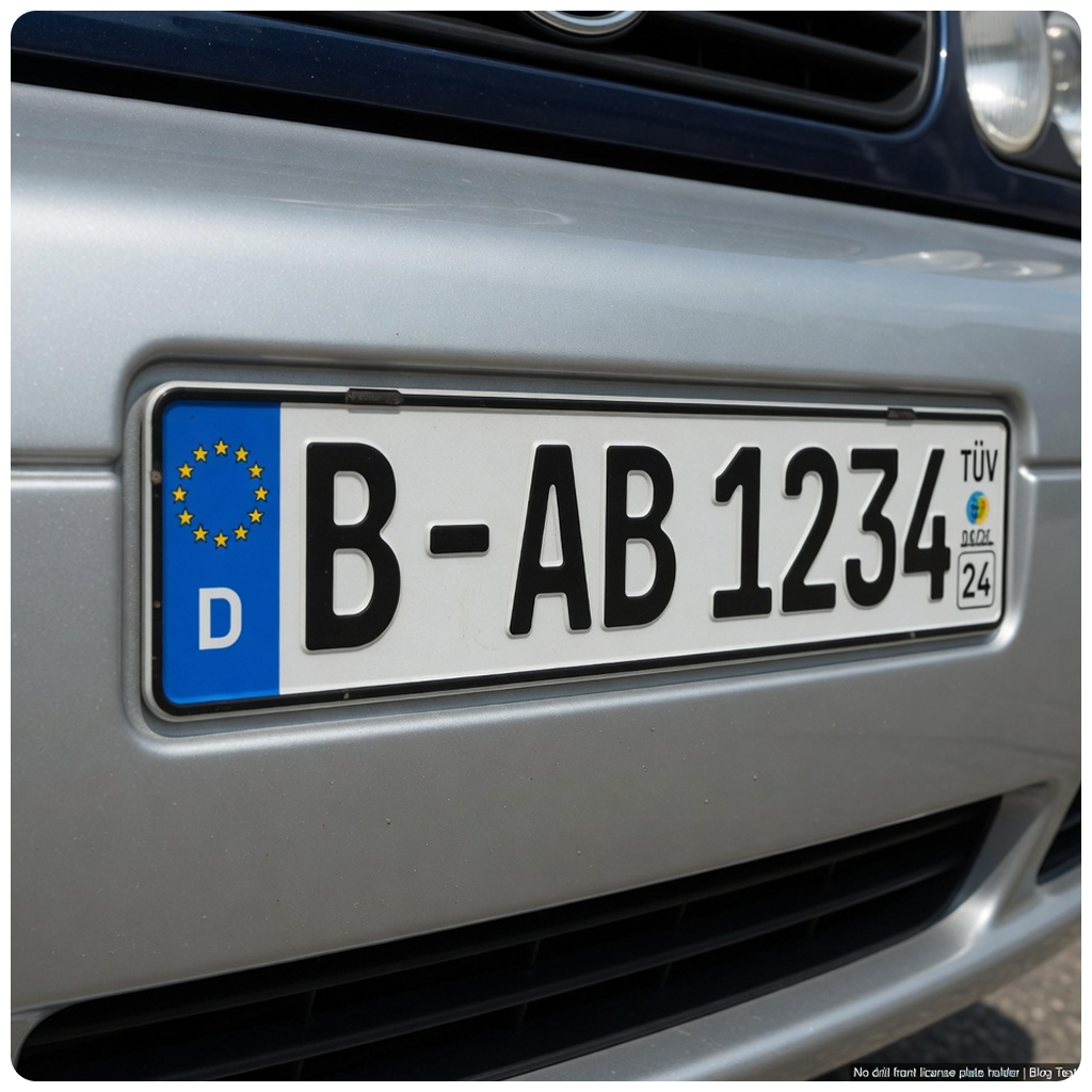 No drill front license plate holder